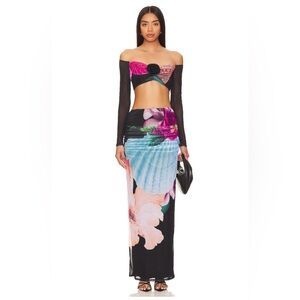 AFRM Black Floral Maxi Skirt